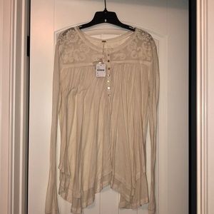 White Upper Lace Free People Shirt